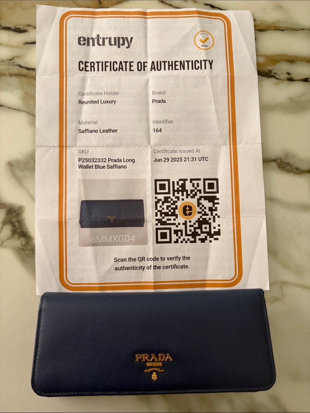 NWT PRADA Saffiano Continental Wallet Blue - Picture 3 of 7